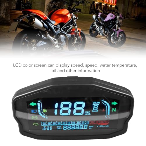 Snelheidsmeter voor motorfietsen, instrumentenpaneel voor motorfietsen, snelheidsmeter, tachometer, LCD digitale weergave, watertemperatuur, olieniveaumeter 3