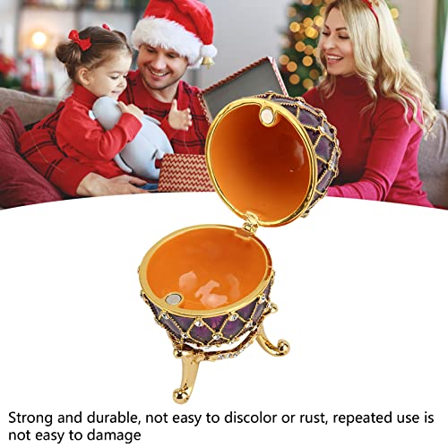 Trinket Box Faberge Egg Geëmailleerd sieraden doos, Faberge Egg sieraden dozen Cadeau voor Home Decor, Klassieke ornamenten Metaal Ambacht Cadeau voor Home Decor, Paars, elegant 3