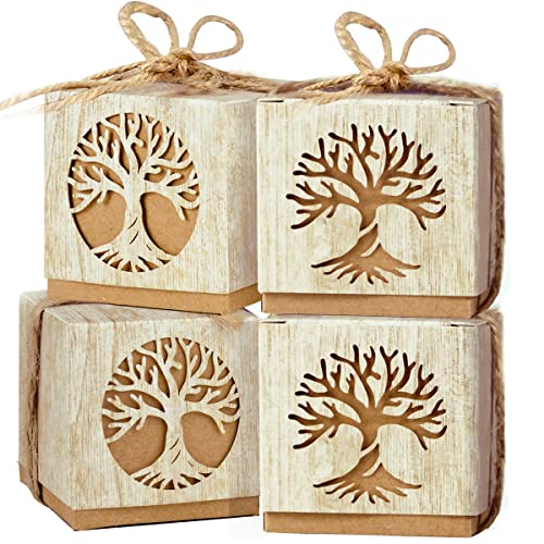 25 geschenkdozen, levensboom, kleine doos, 5 x 5 x 5 cm, snoepje, koekjes, chocolade, aandenken, doop, bruiloft, communie, verjaardag, babyshower