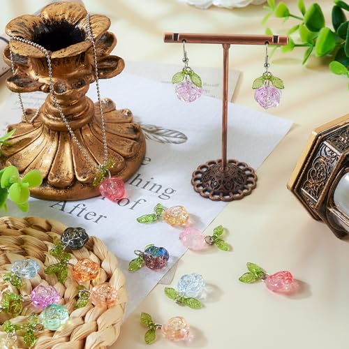 28st Glazen bedeltjes Bloem/Cross/Lotus Seed Pod Dangle Charms Transparant Crystal Lampwork Dangle Charms voor ketting oorbellen sieraden maken