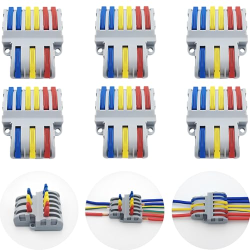 SPL-63 Elektrische Terminal Blocks, 3-in-6 Externe Bilaterale Plugs, Leverplug voor Elektrische Kabels (pakket van 6)