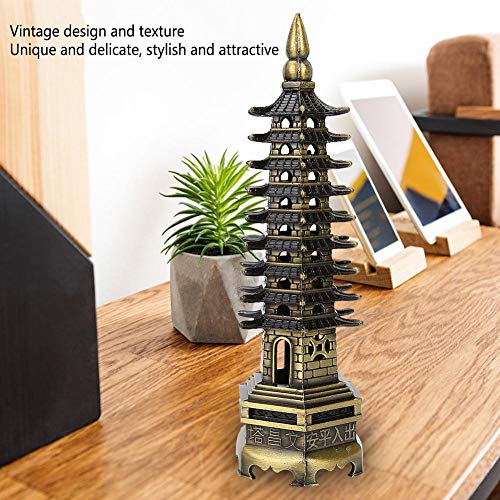 Metalen toren standbeeld Chinese stijl WenChang toren model figuur legering pagoda miniatuur ornamenten kantoorhuis bureaublad decor 5