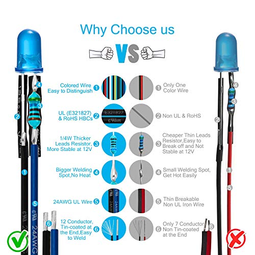 65st blauw DC 12V voorbedraad licht, 5mm LEDs met 20cm kabel, voorbedrade LED diodes licht, 12V LED blauw + 65st 5mm kunststof LED montagering 4