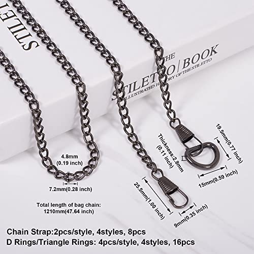 8 stuks tas ketting riemen ijzer Flat handtas kettingen vervanging met metalen sluitingen D ringen voor crossbody schoudertas tas tas koppeling 4 kleuren