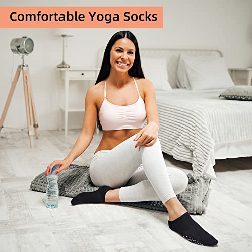 Yoga voor vrouwen Sokken Non-Slip Black Cotton Full Toe Sokken Yoga Sokken met handgrepen voor fitness, Pilates, Yoga, Zwangerschap, Ouders, Home,, Zwart
