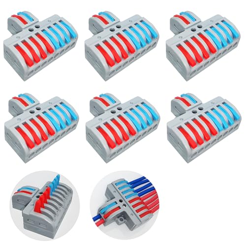 Elektrische Terminalblokken, 6 stuks Elektrische Quick Connectors, 2 Inputs 8 Outputs Bilaterale Socket Compact Ladder met bevestigingsschroeven
