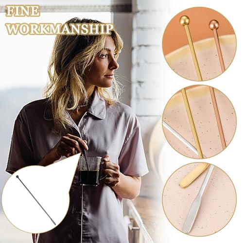 4 st Roestvrij stalen koffie roerstok Sticks Cocktail Dranken Tropical Stirrrer Rods Herbruikbare koffiebar roerders Chocolade Melk met kleine rechthoekige paddles Stirlers voor Hot 4