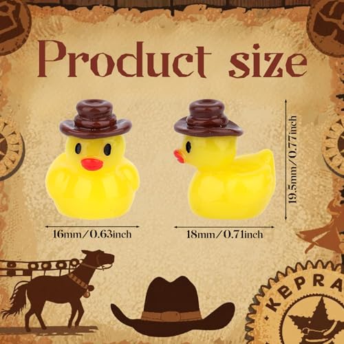 50 st. Mini Resin Cowboy Eenden, Miniatuur Western Resin Eend Klein Figurine met Cowboy Hat DIY Tuin Landschap Poppenhuis voor Western Party