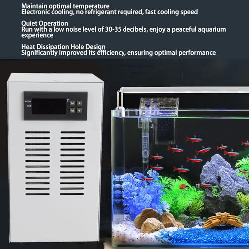 Watertankkoeler 72W Constante koeling 20L Aquarium Temperatuurregelaar voor stille werking, snelle elektronische koeling (EU-plug)