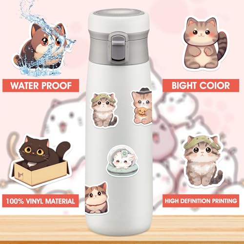 50 st. Leuke Cat Stickers, Cartoon Kawaii Kitten Stickers Waterdicht Vinyl Cat Stickers Cadeau voor dagboek Laptop Scrapbook Waterflessen Phone Caps Bagage 3