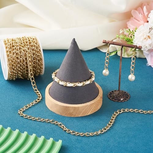 10m Aluminium Curb kettingen Gold Unwelded Twisted Cross Link kettingkettingen met Spool voor Punk armband ketting sieraden maken