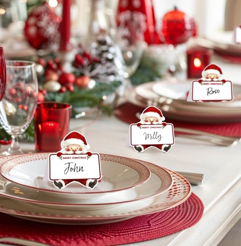 50 Stks Kerstplaats Kaart Santa Claus Tafel Zitkaarten Papier Naam Kaarten Voor Kerst Tafel setting Verjaardag Xmas Bruiloft Diner partij levering 4