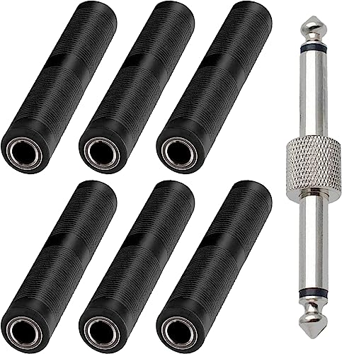 1/4" TRS/TS Vrouw aan Vrouwelijke Koppelaar, 6.35mm Jack Stereo Connector, TRS Stereo en Mono Jack Adapter Joiner for Speaker, Amplifier, Gitaar, met 6.35 Man tot