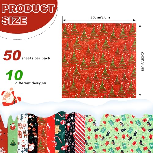 50st Kerstmis Katoen Stof Vierkanten 10 x 10 Inch Vakantie Quiltstof Kleding dikke Quarters voor DIY Kerstmis ambachten Naaien Handgemaakt