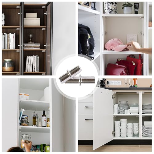 50 st. Shelf support Pegs, Metalen Plank Pegs Push-in Kast Plank Pegs 5mm Stud Boekenkast Pegs Nickel Platte Plank Pins Pins voor Office Meubilair Keuken Boekenkasten 4