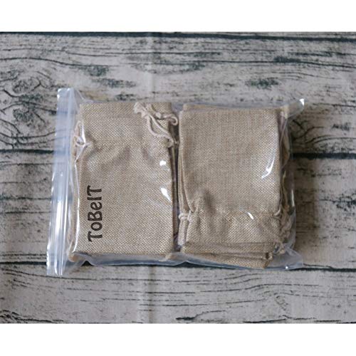 Jute Tassen, Pak van 25, 10 x 14 cm, Natuurlijke Tassen Jute Tassen, Trekkoord Cadeautassen, Kleine Verpakking voor sieraden, Bruiloft, Feest, Kerstmis (Brown)