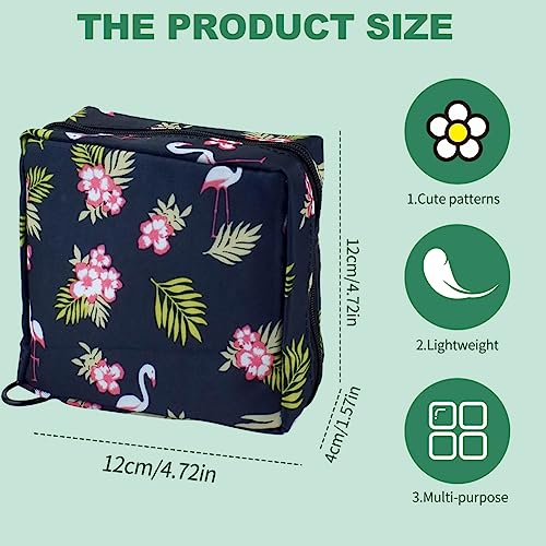 Opbergtas voor maandverband, 2 stuks droogbare maandenverbanden met grote capaciteit met rits Eerste menstruaties voor tienermeisjes vrouwen dames -cactus+flamingo 4