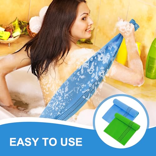 2PCS Koreaanse exfoliaterende kleding Italië handdoek Aziatisch exfoliaterende washandje Koreaanse body scrubber voor dode huid, eelt, dagelijkse douche baden, Spa, Herbruikbaar Extra Large 90 x 29 4
