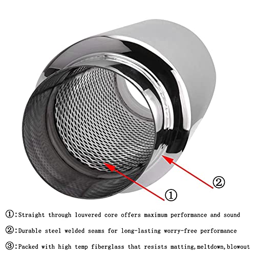 Uitlaatpijp en Joint Uitlaatmoffel 2,5 inch Recht door roestvrij staal Damper Katoen Universeel