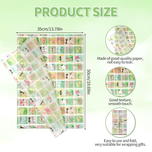30 vel papier, 50x35cm Schattige verpakking Papier Cadeaupapier voor verjaardagen Baby Douches Huisdier partijen DIY Craft Supplies (Groene kat)