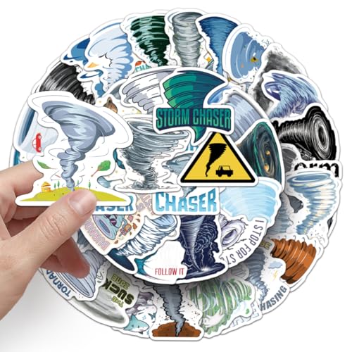 Tornado Stickers voor jongeren en volwassenen, 50 stuks, Tornado vinyl stickerset, auto, motorfiets, fiets, skateboard, snowboard, bagage, laptop, koffer, helm, motorfiets, computer 5