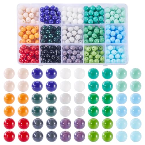 375Stuks 8 MM Ronde Glazen Kralen 15 Kleuren Ondoorzichtelijke Effen Kleur Glas Spacer Kralen Chunky Bead Ambachten Diy Armband Ketting Oorbel Sieraden Maken
