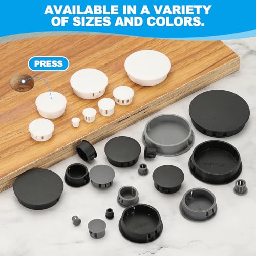 Plastic Hole Plugs, 48st 3/5" (15mm) Plastic Plugs Schroefgat Plug Snap Flush Panel Knockout Locking Plugs Meubels Invoegen Einddop voor Ronde Gaten Keukenkast, Wit 4