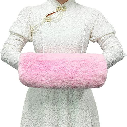 Handboeien met fauxbont voor dames Draagbare roze faux bont handboeien met wrap voor vrouwen meisjes 36 x 20cm Roze, roze