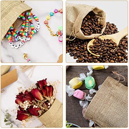 Jute Cadeautassen, Juwelentassen, 30 stuks, 7 x 9 cm, Jute zakjes, Cadeauzakjes, Stofzakjes, Trekkoord zakjes voor Kerstmis, Bruiloft, Feest, Juwelen, Cadeau, Oranje 3