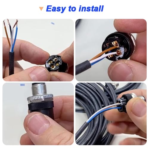 4 Pin M12 Buspaneel Luchtvaart Wire Connector, 12mm Mannelijke en Vrouwelijke Industriële Panel Back Mount Connector met Buiten Waterdicht IP67 (8PCS) 4