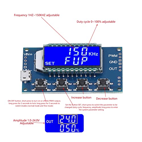 Signaalgeneratormodule PWM Pulse vierkante rechthoekige LCD Verstelbare frequentie weergeven 4