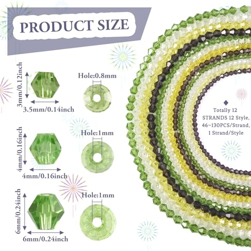 12 Strands Transparante Facet Glazen Kralen Bicone Crystal Glas Losse Spacer Kralen voor DIY ambachten armband ketting sieraden maken 3