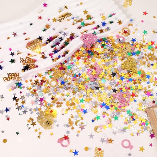 60g Star Confetti, 0,4 Inch Glitter Star Moon Tabel Confetti Twinkle Metallic Foil Stars Sequins Sprinkles voor feest kerst decoraties DIY verjaardag bruiloft, zilver 4