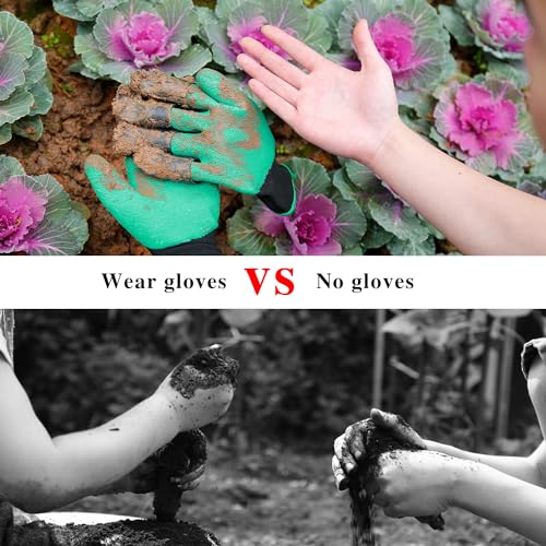 2 paar tuinhandschoenen met klauwen, cadeau voor de tuin, hoge kwaliteit waterdichte tuinhandschoenen, werk handschoenen met 8 klauwen tuingeest, handschoenen met klauwen voor graven en graven 5