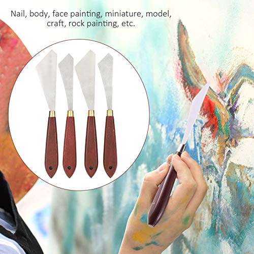 Set van 4 Stainless Steel Pallet Messen voor Artiesten, Schilderen, Spatula's, Palet Messen, Mixing Scrapers voor Olieverf, Acryl Mixing, 4 stuks 4