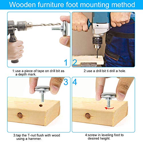 Meubilair Benen, 30 stuks, verstelbaar Meubilair Benen, M6 x 30 mm, Afstelschroeven, Meubilair Benen, Rond, Leveling Benen, Hoogte verstelbare Schroef Benen, Basis Benen voor Meubilair 4