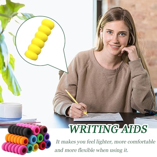 24 Stuks Potlood Handvat Potlood Grips voor kinderen, Gekleurde Sponge Line Potlood Gripper Pads, Schrijven Aids voor Relieving Fingers, Foam Potlood Grips voor kinderen en 5