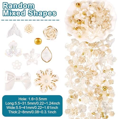 93 st Assorted Acryl kralen Bloem Bow Spacer Kralen Golden Spring Bloemen Lose Spacer kralen Bulk voor ketting sieraden armband Telefoon Belt oorbellen DIY Vrouwen 5