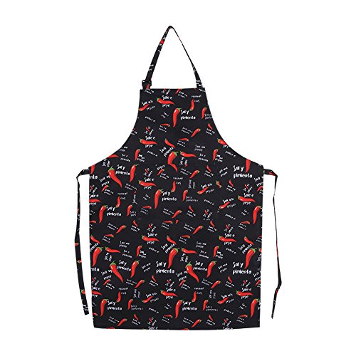 Keukenschorten, verstelbaar waterdicht Cafe Trade Restaurant Chef Schorten Comfortabele jurk voor mannen en vrouwen met zakken, Chili patroon, One Size 3