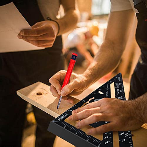 Multifunctionele Carpenter Hoek, 180mm, Carpenter Hoek, Protractor, Stop Hoek met Deep Hole Mark, Potlood Refills, Grain Tools, Metaal Potlood 5