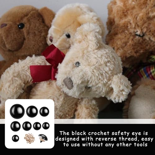 160 st. Haak dierlijke veiligheidsogen, Safety Eyes Large 10-30mm, Haak dierlijke ogen met ringen, Plastic veiligheidsogen voor het maken van teddyberen, DIY 5