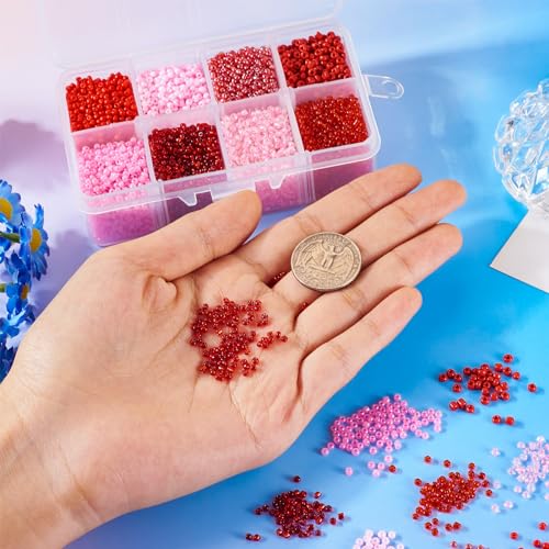 160G rood en roze glas zaad kralen 2mm ronde ambachten zaad kralen 12/0 glas zaad kralen glanzend zaad kralen bulk voor levering ambachtelijke armband ketting oorbellen sieraden maken 5