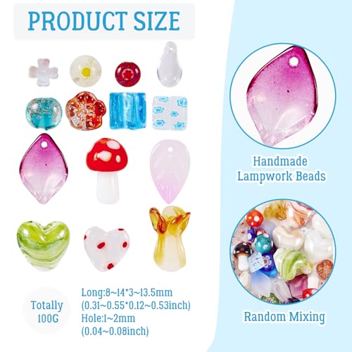 Millefiori Lampwerk Glazen Kralen Gemengde Vormen Goud Zand Losse kralen voor sieraden maken 100g/Bag 3