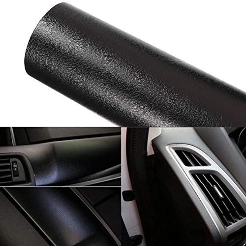 Leren Wrap, Leren Look Wrap, Automotive Spoilers en Wings, Leer Grain Vinyl Auto interieur Sticker Decor Meubels DIY Film Wrap zwart 30 * 200cm