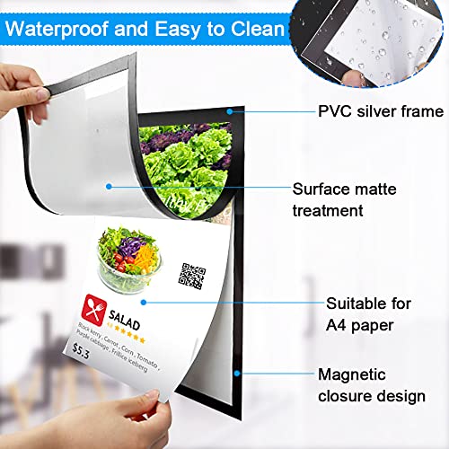 Verpakking van 6 magnetische frames A4 Info Frames Zelf-Adhesive Sheet Houder Magneet Bag Informatie Lijst Zwarte Poster Frame Magnetische Documenthouder Transparante Info Bag Poster Houder voor Windows 3