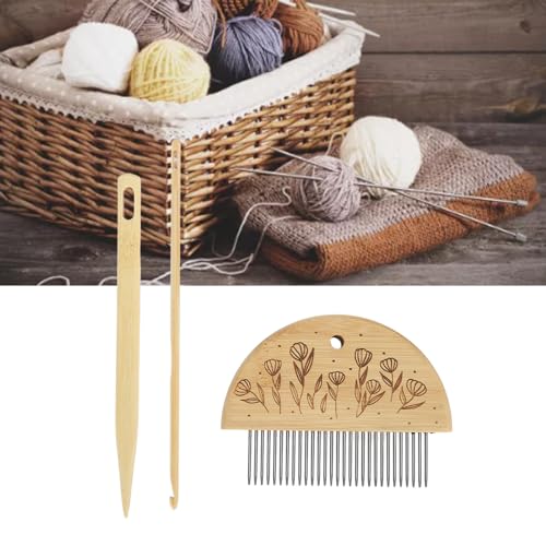 Houten Weven Comb, Loom Kit, Professionele Houten Loom Comb Big Eyes Naald 4mm Haak haak haak set voor het maken van DIY ambacht gereedschap (Type 3) 4