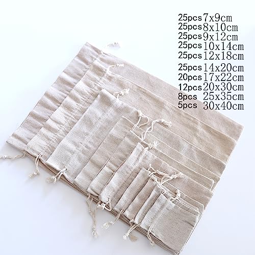 Katoenen zakken met katoenen koord, linnen zakken, jute zakken, geschenkzakken
