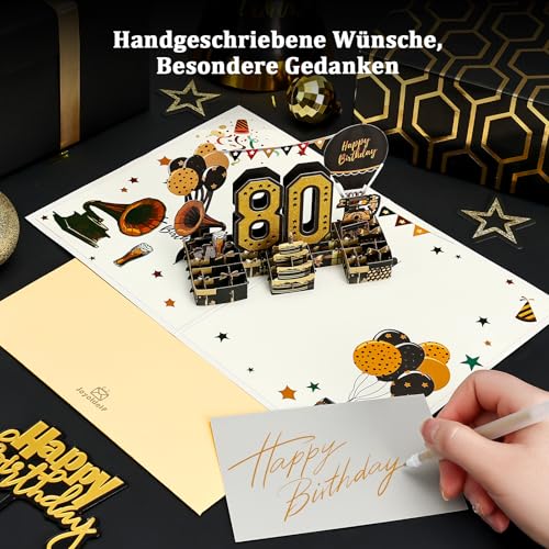 80e verjaardagskaart, 1945 Jaar Anniversary Card, 3D Pop Up Groetkaarten met envelop, Vintage verjaardagsgeschenken voor echtgenoot en vrouw 4