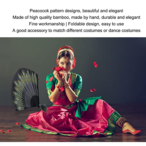 Peacock patroon Bamboo Hand Ventilator 15.0x8.5in Uniek Design Antiek Style Duurzaam Elegant 4
