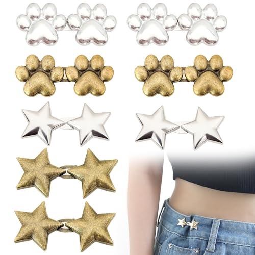 8 paar broek clips, geen naaien nodig knoop jeans clip-on ster taille klauw vorm afneembare jeans aanpassing voor losse jeans broek rokken